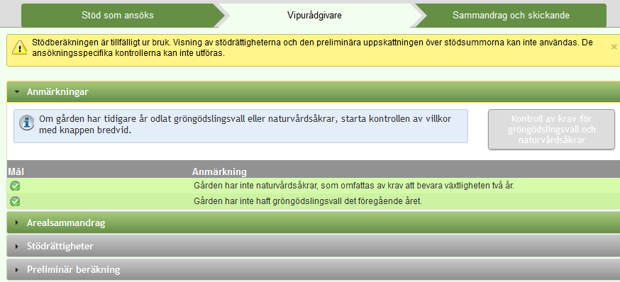 Med arealen sammandrag kan kontrolleras arealsammandrag av växtsorter samt uppskattning om till förbindelserna hörande skiftens areal för år 2014.