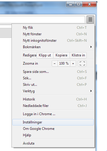 Google Chrome - Hur man når inställningarna Klicka