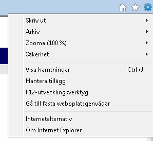 Internet Explorer 9 - hur man når Internetalternativ Klicka