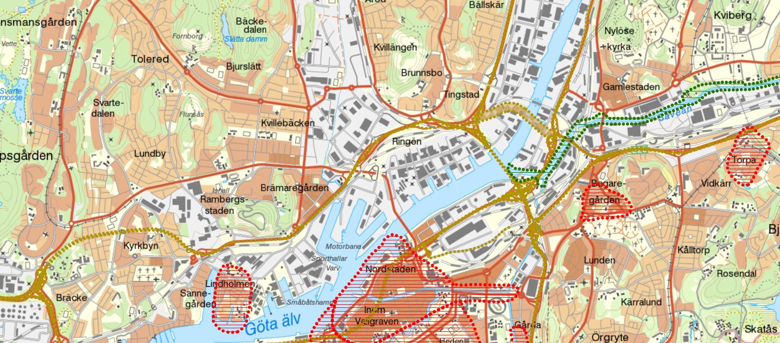 Miljökonsekvenser Riksintressen Den planerade ombyggnationen av Lundbyleden berör inga områden av riksintresse för natur- eller kulturmiljövård enligt miljöbalkens 3 kapitel 6 Riksintresse planerad