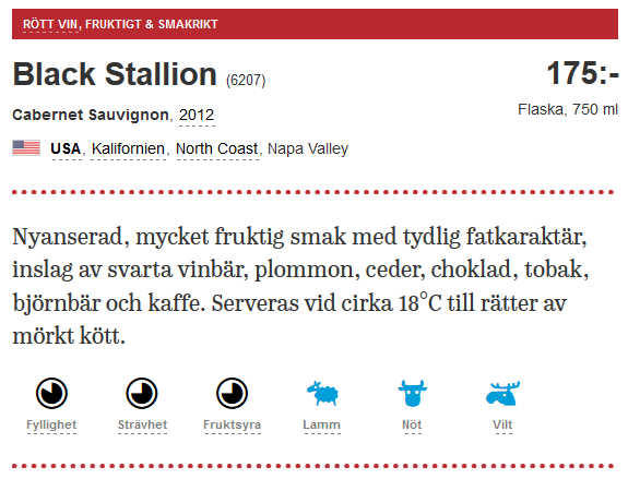 8. Black Stallion Vi jämför korkskadat versus icke korkskadat vin! Alkoholhalt 14,5 % Färg Tät, mörk, blåröd färg.