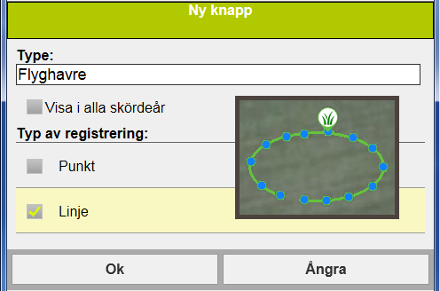 registreringarna bockar du för Välj som standard (4) Därefter väljer du tillfoga knapp (5). 4 5 Genom att klicka på raden Typ (6) visas en lista med de olika typer av observationer som finns.