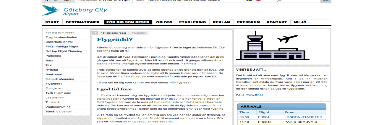 Infrmatinen Fritidsresr förmedlar baseras på fakta kring flygplanets uppbyggnad ch funktin samt vad sm sker under flygresan. Precis sm Hwang m.fl. (2001) förklarar är infrmatin en betydelsefull källa för att r inför ett kmplext fenmen skall kunna reduceras, i detta fall ett flygplan.