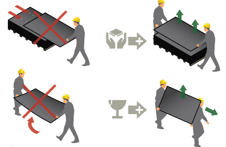 EQUITONE [materia]-paneler levereras med skyddande papper eller folie mellan de dekorerade ytorna. Detta skydd ska inte tas av. Stapla panelerna framsida-mot-framsida eller baksida-mot-baksida. 3.