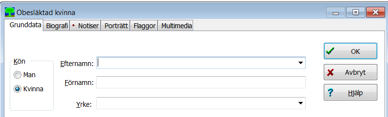 Fliken Grunddata 1 Börja där markören ställer sig! Använd inte bara stora bokstäver. Enligt webetikettbetyder det argt skri. 1. Efternamn, släktnamn eller patronymikon (-son/-dotter) 2.