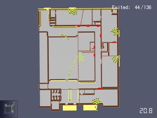 Fönsterutrymning i Pathfinder kommer simuleras genom att en dörr skapas i varje klassrum där fönsterutrymning kommer ske. Flödet sätts till 0.