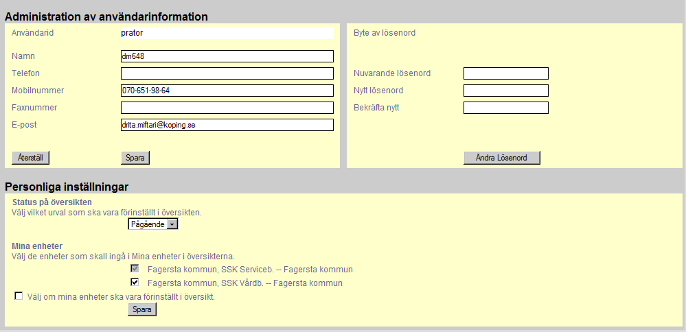 Administrera Genom att klicka på fliken Administrera kommer du till följande dialogruta.