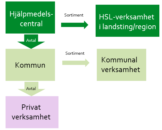 3. Kartläggning 3.1 Upphandling och distribution av hjälpmedel Personligt förskrivna hjälpmedel handlas vanligen upp som ramavtals- eller direktupphandlingar enligt LOU.