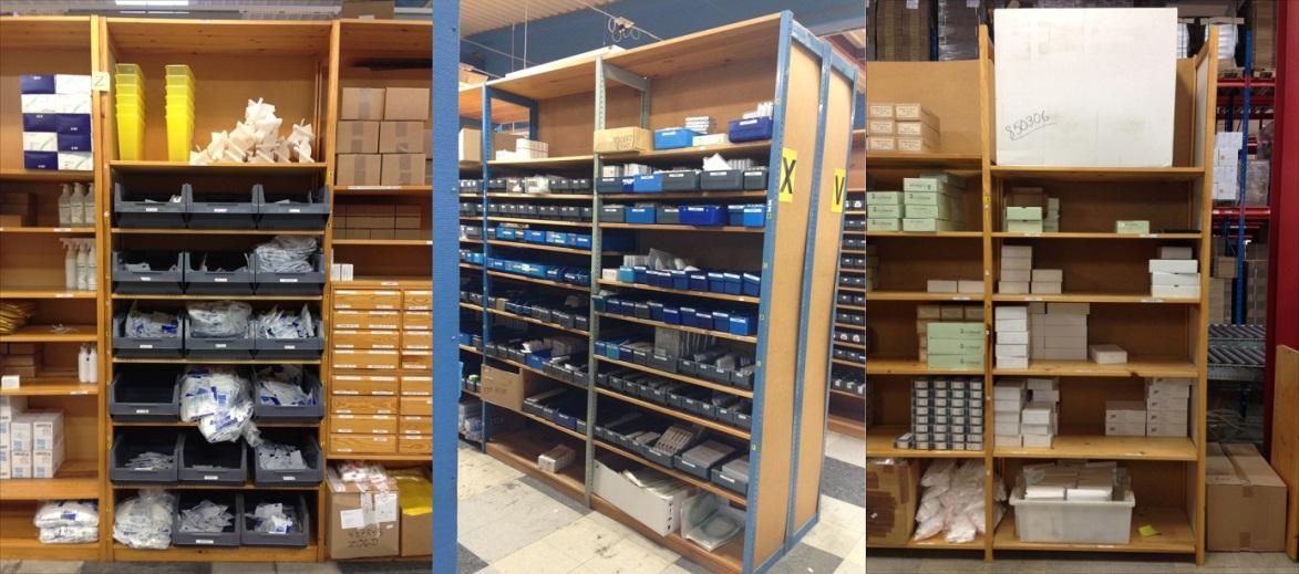 Figur 22; Exempel på sektioner Plocklistornas innehåll varierar kraftigt avseende mängd beställda varor och varje rad på en plocklista motsvarar en plats.