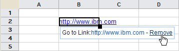 3. Klicka på cellen och peka på URL-adressen tills länken blir understrukten. 4. Klicka på URL-adressen.