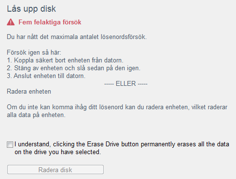 Använda verktyget WD Drive Unlock: 3. Radera din disk: a. Om du använder programvaran WD Security eller WD Drive Utilities och du vill ändra volymnamnet, skriv ett nytt namn i rutan Volymnamn. b.