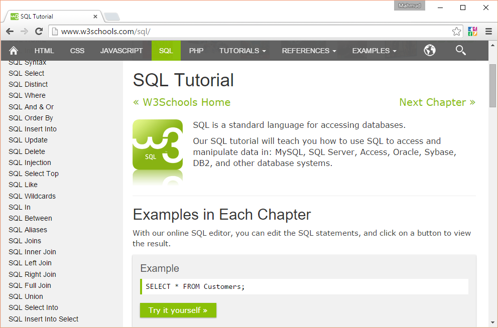 www.w3schools.com/sql SQL Tutorial Copyright Mahmud Al Hakim www.webacademy.