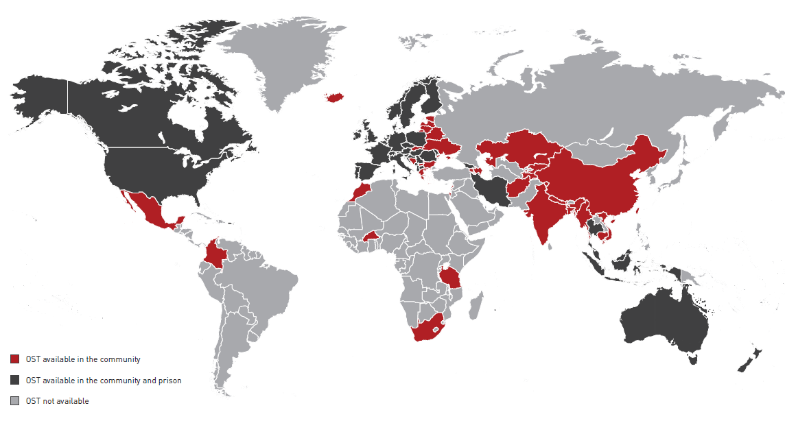 Map 1.2: Global availability of opioid subst.