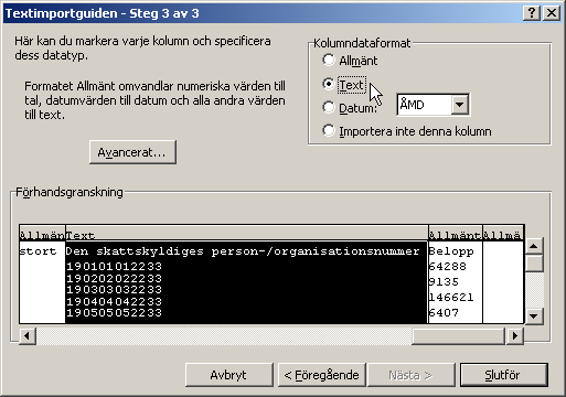 Öppna och spara datafilen som ett Excel-dokument. 1. Starta programmet Excel med ett nytt (tomt) kalkylblad din dator. 2. Se till att cellen A1 är markerad. 3.