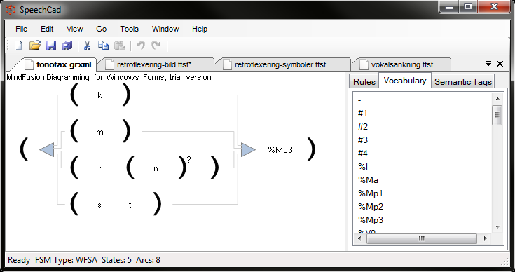 3 Utförande 3.1 Resurser 3.1.1 SpeechCAD SpeechCAD är en arbetsmiljö utvecklad av Veridict, som är anpassad för att utveckla system för taligenkänning.