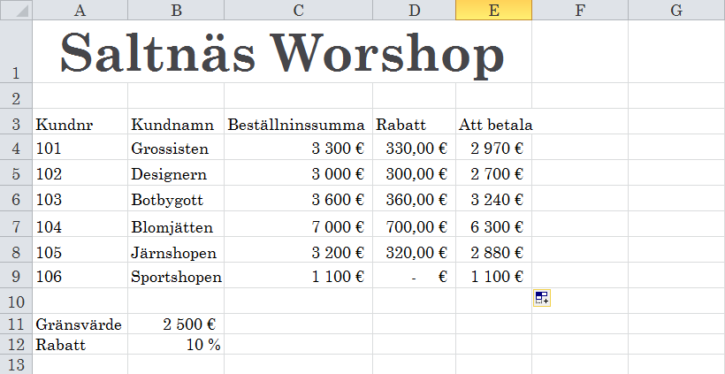 Kopiera ner formeln, ge fältet Valutaformatering 2 decimaler. Skapa sedan det nya fältet att betala och infoga formel för att beräkna värdet vad kunden skall betala.