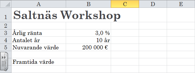 Observera att ett nytt kalkylblad skapats AVKASTNING Saltnäs Workshop har gjort en nätt vinst under året och nu funderar man på hur man skall kunna få så hög avkastning som möjligt på det intjänade