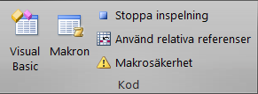 SPELA IN ETT MAKRO För att spela in en makroprocedur väljer du Utvecklare fliken och startar en makroinspelning.
