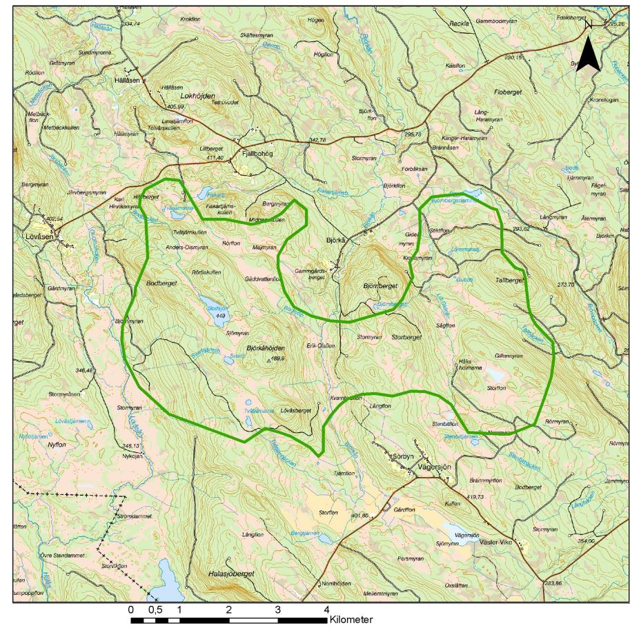 Vindkraft Fjällbohög Ansökans utformning Projektområde ca 5 km