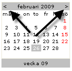 9 (12) 4. Om du inte ändrar datum i kalenderbilderna så görs sökningen automatiskt på dagens datum. Det finns två kalenderbilder för att kunna göra sökning på datumintervall.