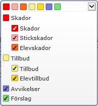 Urval Överst i fönstret under menyraden finns olika alternativ: I den första rullgardinsmenyn kan man välja om man vill visa händelser, åtgärder eller de senaste händelserna.