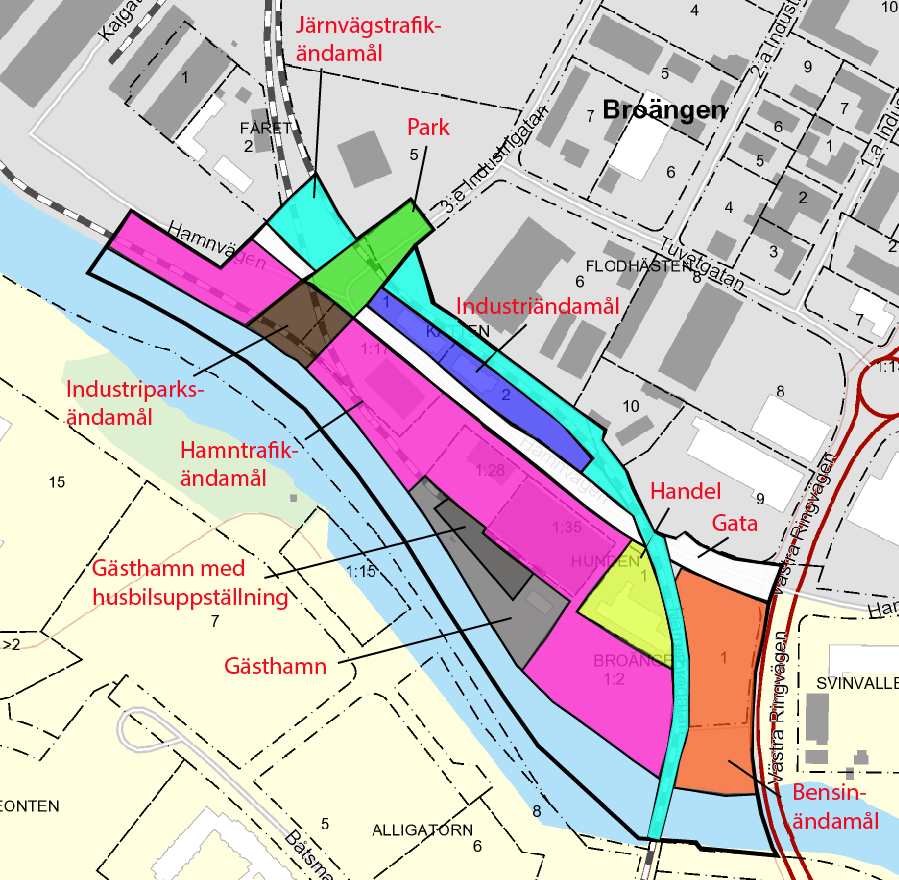 Planbeskrivning Gästhamnsområdet - Samrådshandling Karta: Nuvarande markanvändning. Planförslaget Planförslaget vill göra det möjligt att använda området på ett flexiblare sätt.
