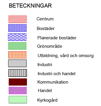 Planbeskrivning Gästhamnsområdet - Samrådshandling Hamnvägen anges som industri, den nordvästra delen som kommunikation samt slutligen grönområde i området beläget närmast vattnet.