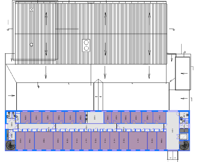 11 Figur 4: Plan 0, Hus 5. Orange färg anger placering av kemikalieförråd. Figur 5: Plan 1,