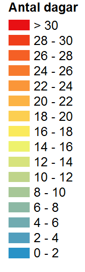 dygnsmedeltemperatur över 20 C.