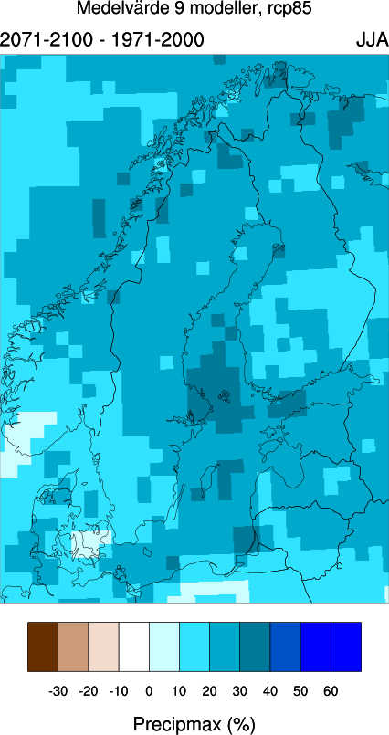 Nederbörden blir kraftigare Vinter Sommar Förändring