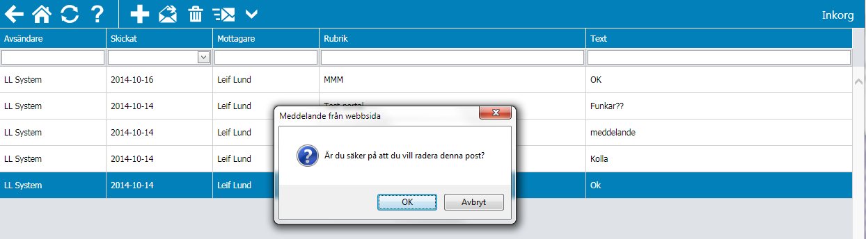 Skapa nytt meddelande Trycker du på symbolen kan du skapa ett nytt meddelande. Mottagare kan vara alla personer eller grupper som finns upplagda i Entré.