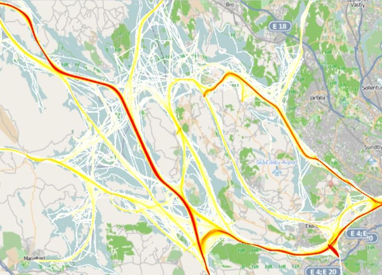 Leg 6 1566 Leg 3 Södertälje sluss 2162 Leg 5 785 Figur 20 Farleder från östra Mälaren korsar den aktuella Mälarfarleden och den violett streckade cirkeln visar exempel på komplexa farledskorsningar