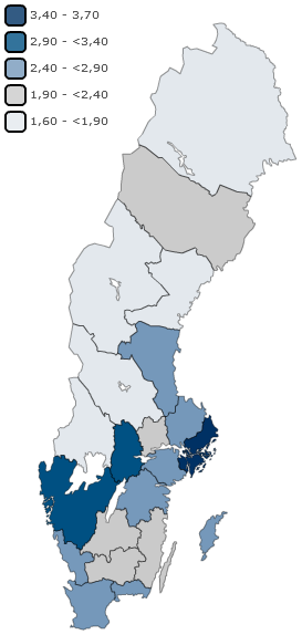 Översikt Tjänsteintensitet, procent* BRP-tillväxt, utv.