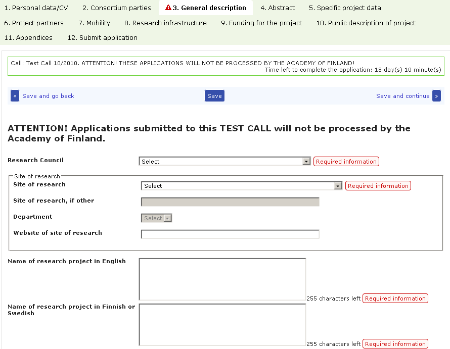 E-tjänstens användarguide 12 (16) En röd triangel här betyder att det saknas obligatoriska uppgifter.