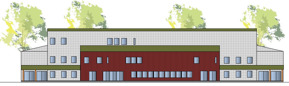 Gestaltningsförslag på äldreboende/trygghetsboende för Granängen Fasad mot norr Fasad framsida ut