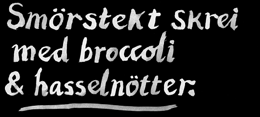 Dela broccolin i 4 delar och koka dem mjuka i välsaltat vatten i 4 minuter. Gör granolja genom att mixa 1 dl granbarr med 2 dl olja och filtrera genom ett kaffefilter.