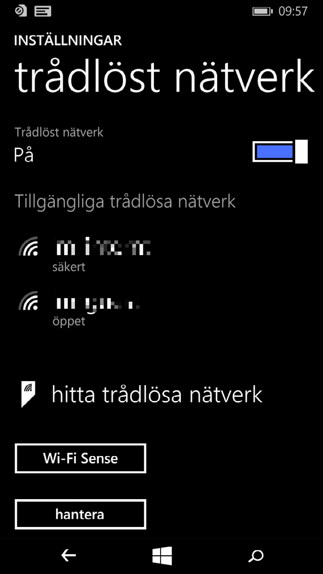 Inställningar för din telefon: Windows Phone Observera också att Windows Phone har en funktion som kallas för Wifi Sense.