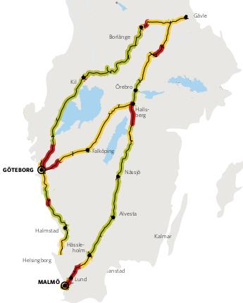 För enkelspår utgår vi från Trafikverkets metod [3], då vi bedömer att UIC406 inte är anpassad för enkelspårsförhållanden.