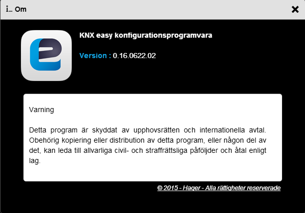 9.2.4 OM Denna funktion gör att du kan se vilken version av programvaran som finns i konfigurationsservern -