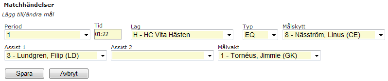 2.1.3.2 Lägg till spelare Om en spelare saknas trycker du på länken Lägg till spelare. Sök fram spelaren genom att söka på födelsedatum eller efternamn.