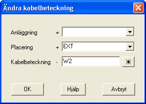 100 5.24 Byta kabelbeteckning på en partkabel Att byta kabelbeteckning på en partkabel kan göras i ett enkelt steg.