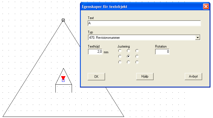 Skapa och underhålla biblioteksdatabasen 263 10.22.44Definiera revisionssymbol En revisionssymbol definieras av grafiska objekt och standardtexter.