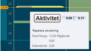 Aktiviteter och stämpling på annan resurs moment syns i planeringen Om en resurs stämplar på en aktivitet eller stämplar på en annan resurs