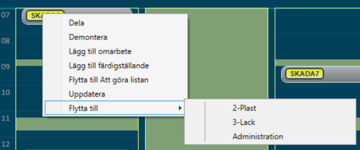 Statusen Kund väntar syns i planeringen Om statusen Kund väntar sätts på ett ärende kommer röd text visas på registreringsnumret i planeringen på både oplanerade och planerade moment.