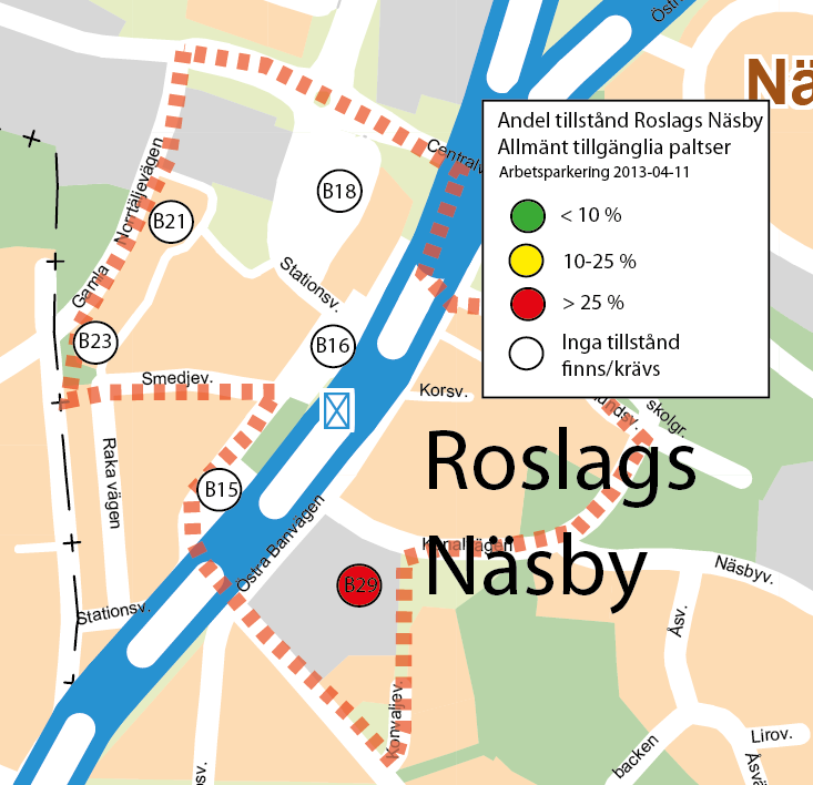 ARBETSPARKERING BIL Roslags Näsby Andel tillstånd Nedan visas andelen tillstånd på