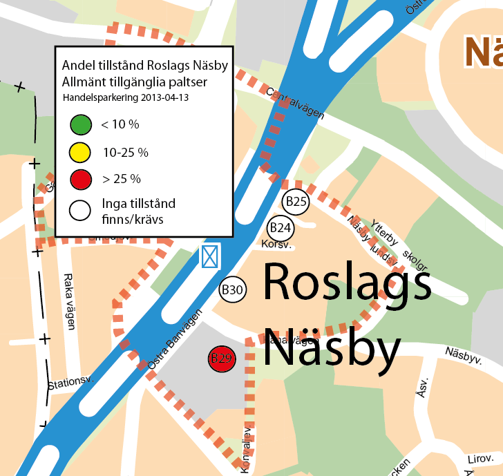 HANDELSPARKERING BIL Roslags Näsby Andel tillstånd Nedan visas andelen tillstånd på