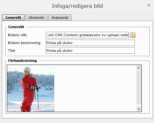se med i Bildens URL. Detta försvinner när du klickar uppdatera) e) Skriv en titel och en beskrivning till bilden.