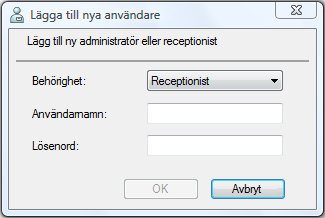 4 Administratörsläge Registrera nya användare 1. Klicka på knappen [Lägg till...] i dialogrutan Inloggningsinställningar. 2. Ange informationen för den användare som ska läggas till.