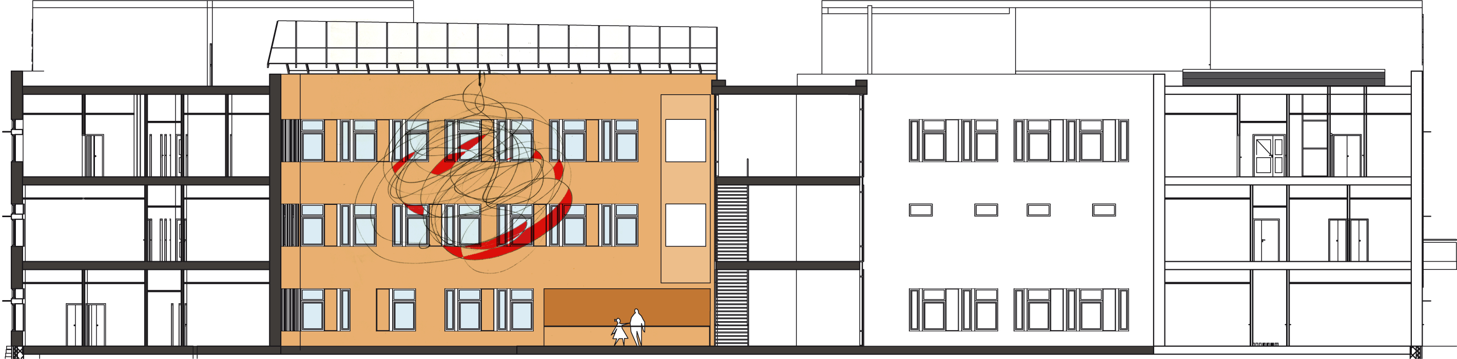 3 INRE GESTALTNING GÅRDAR Innergårdar och grönytor gestaltas för visuell upplevelse för patienten och vårdpersonalen. Gestaltningen står i kontrast till den strama huskroppen.