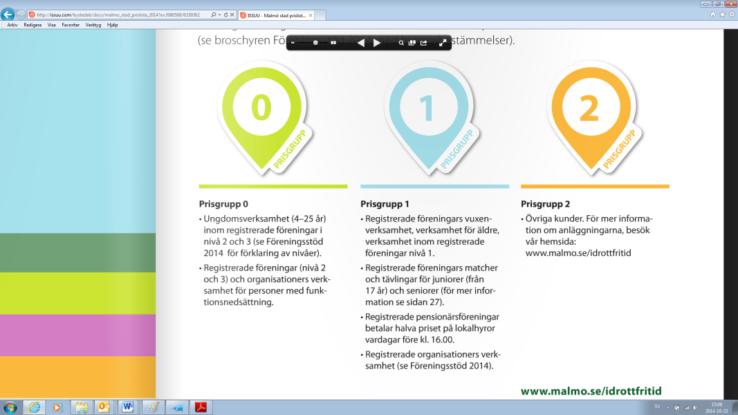 Bilaga 2 Ur Fritidsnämndens prislista 2014 sidan 3 För grundskoleförvaltningen innebär dessa debiteringsprinciper att prisgrupp 0 att skollokal under skollenhets ordinarie verksamhetstid får